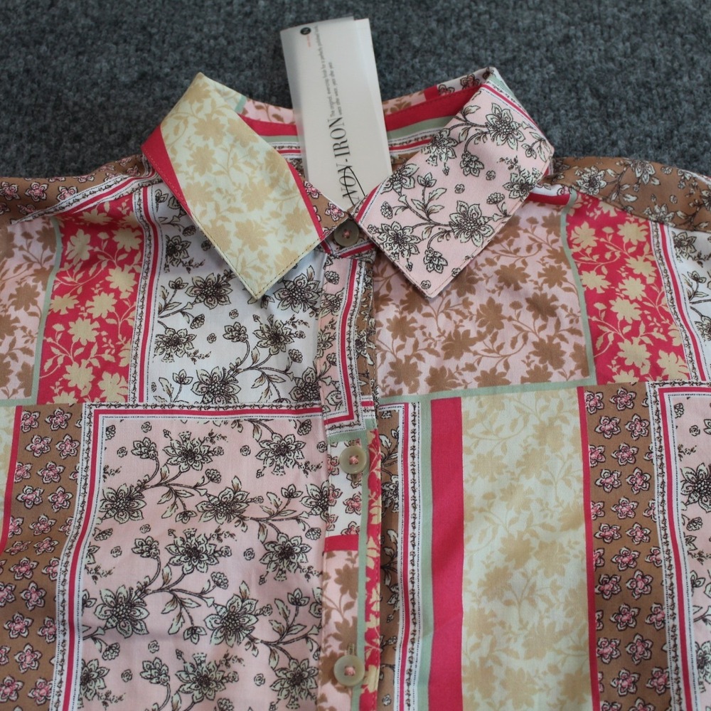 Foxcroft NYC Ava LS Antique Scarf Print Non-Iron Button Down Pink Rosato‎ 6 NEW